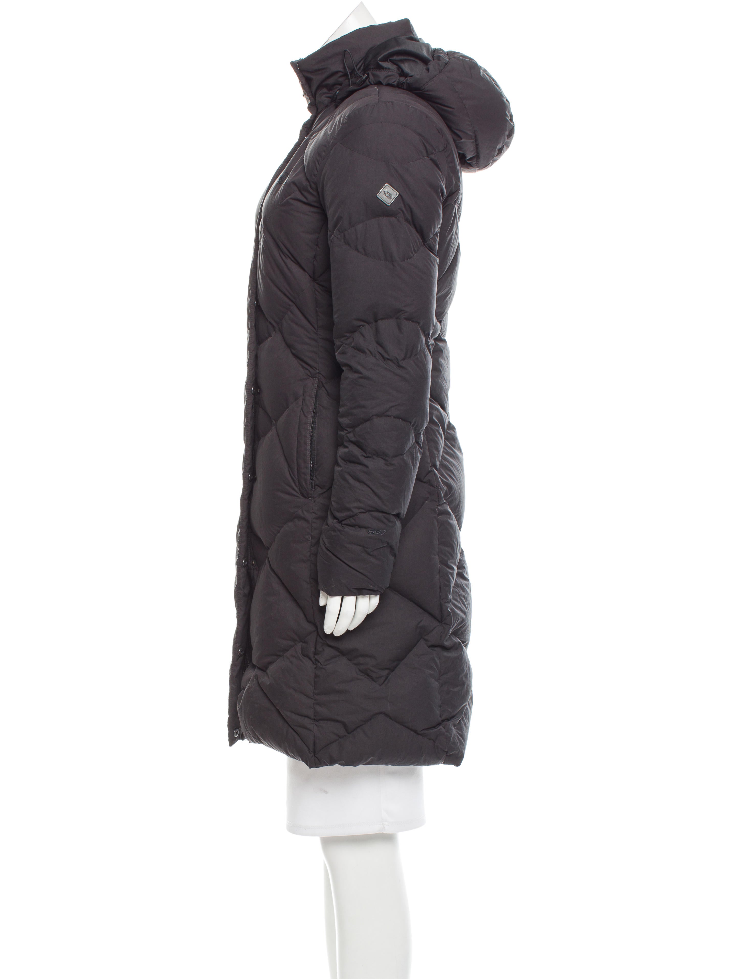 The North Face KneeLength Down Coat Black Coats, Clothing