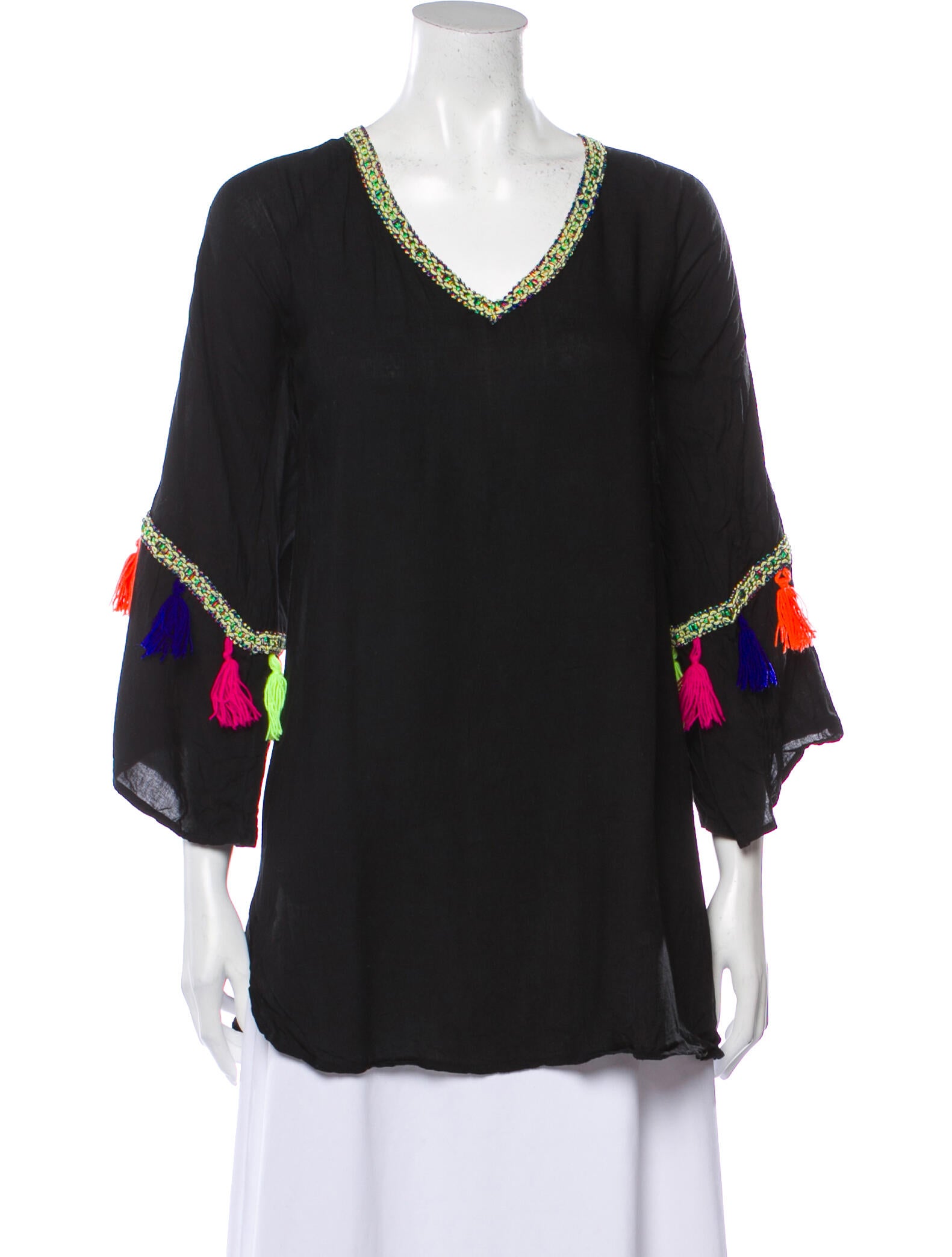 Nour Hammour V-Neck Three-Quarter Sleeve Tunic