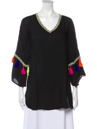 Nour Hammour V-Neck Three-Quarter Sleeve Tunic