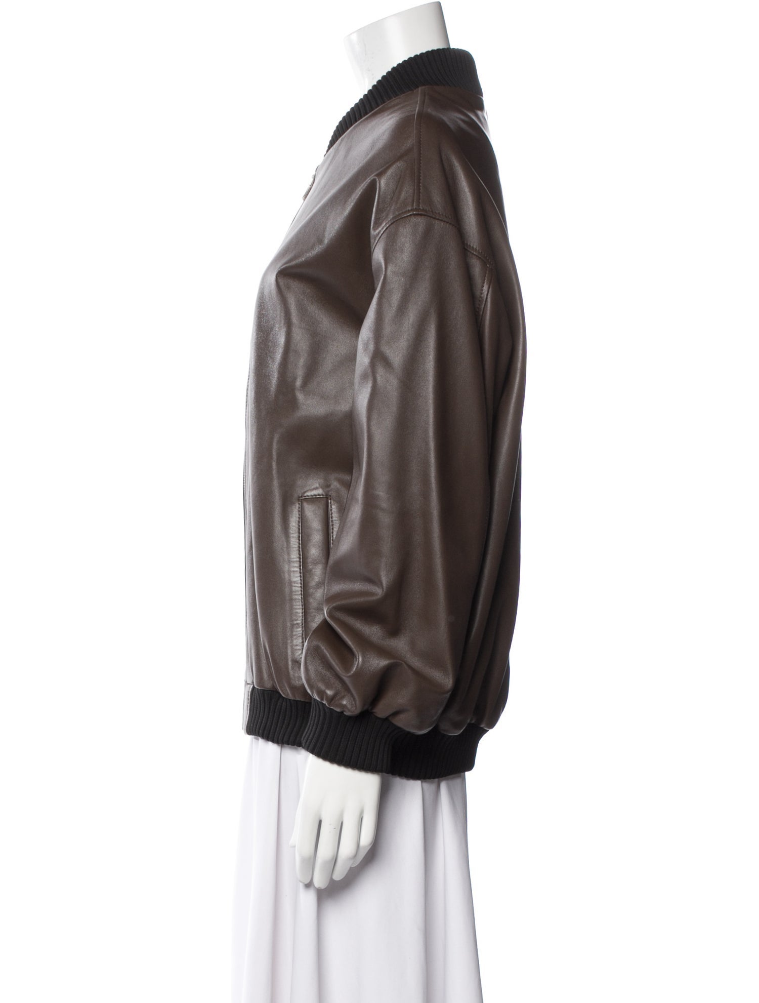 Nour Hammour Leather Bomber Jacket