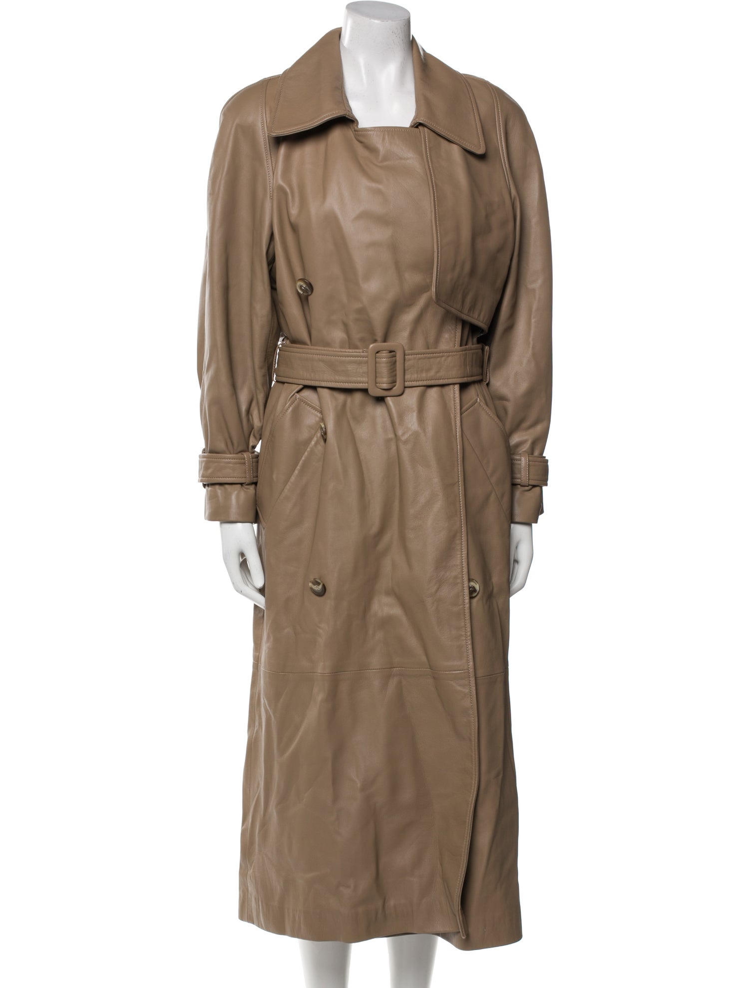 Nour Hammour Leather Trench Coat