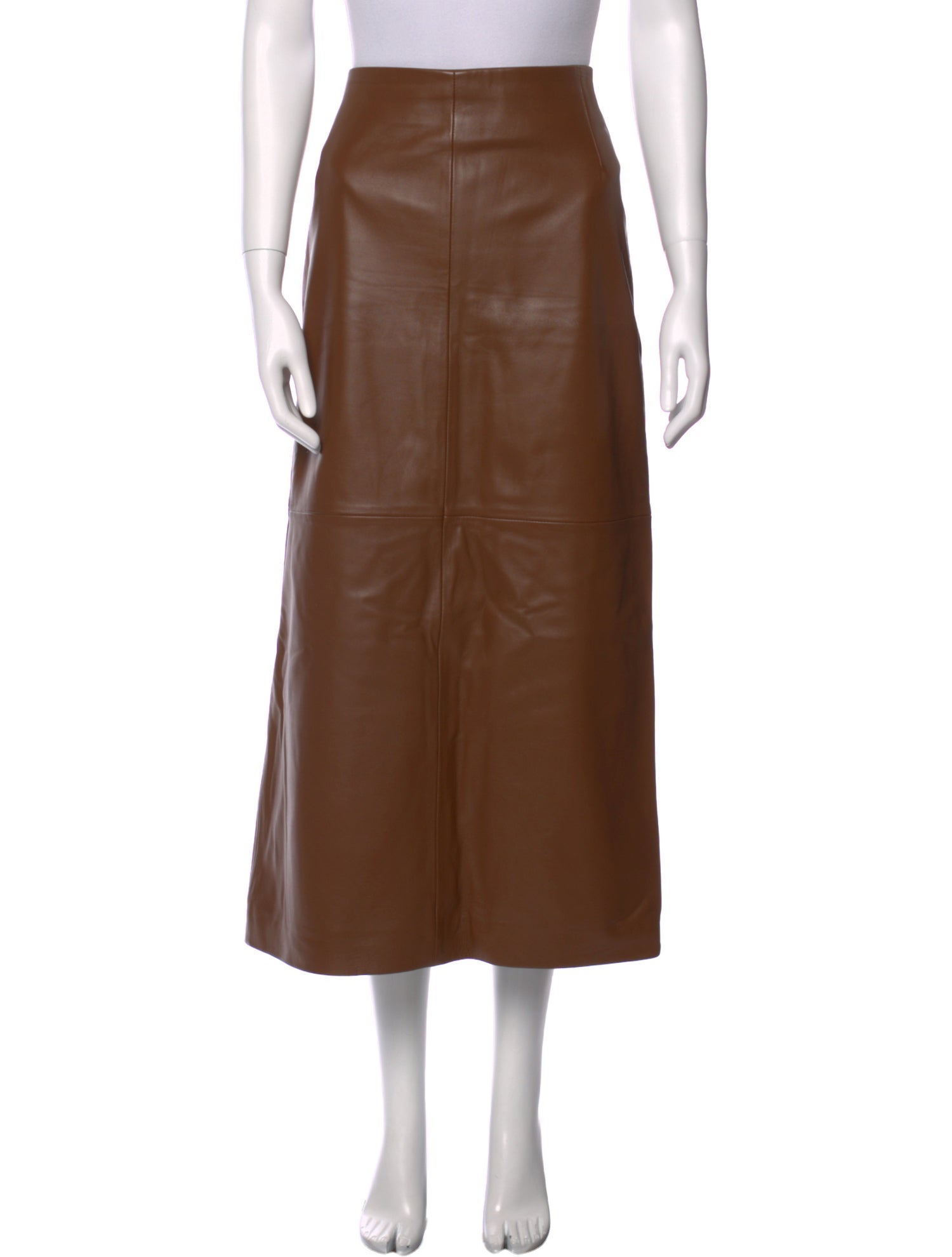 Nour Hammour Leather Midi Length Skirt