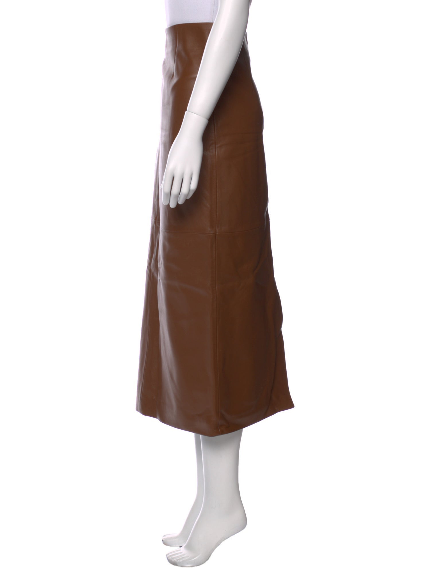 Nour Hammour Leather Midi Length Skirt