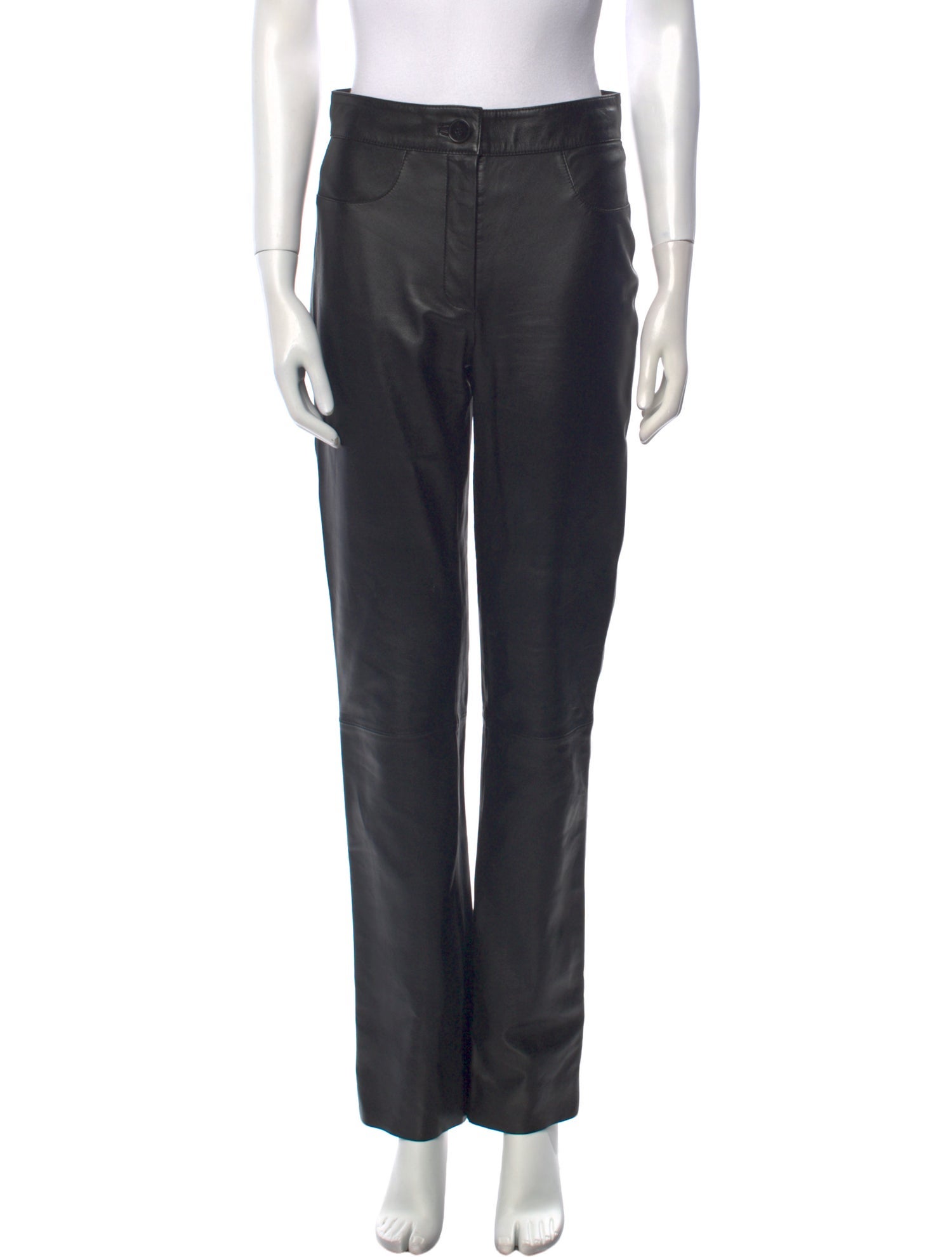 Nour Hammour Lambskin Straight Leg Pants