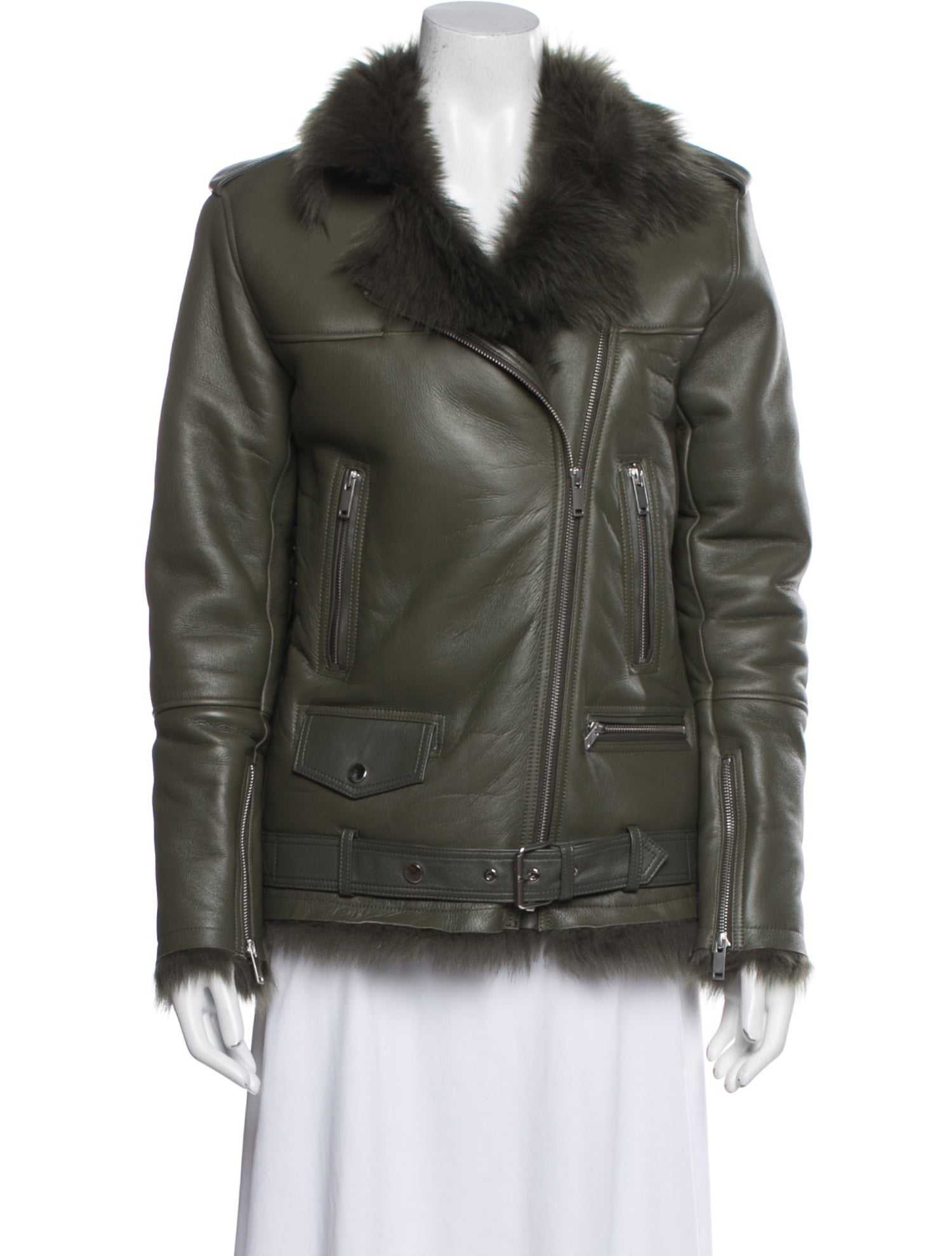 Nour Hammour Leather Fur Jacket
