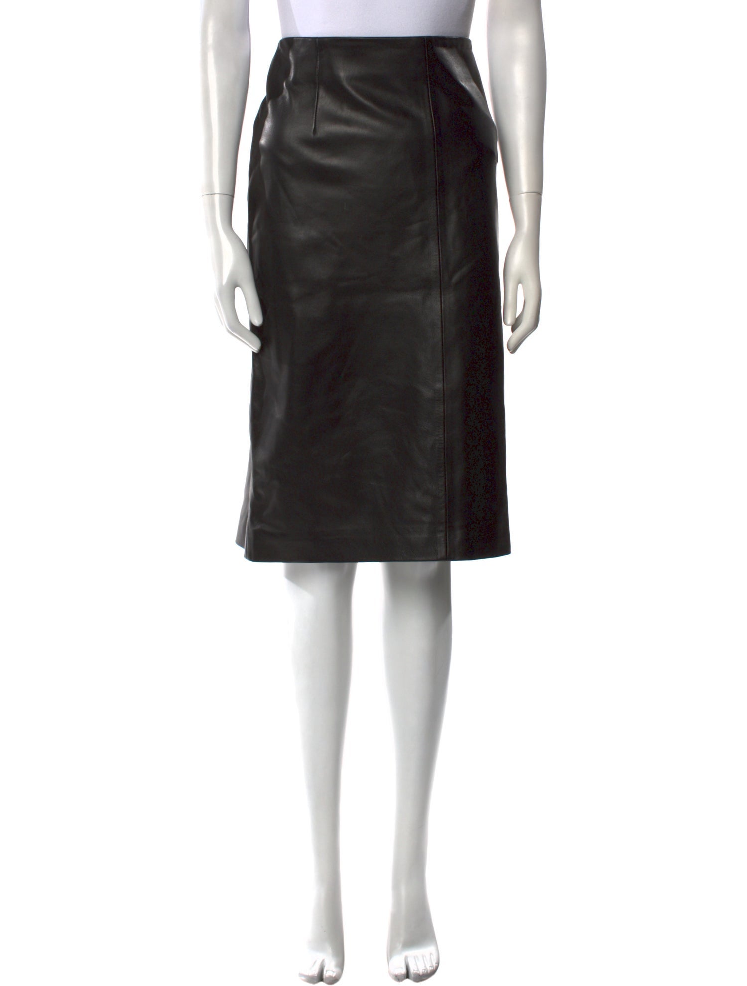 Nour Hammour Lambskin Knee-Length Skirt