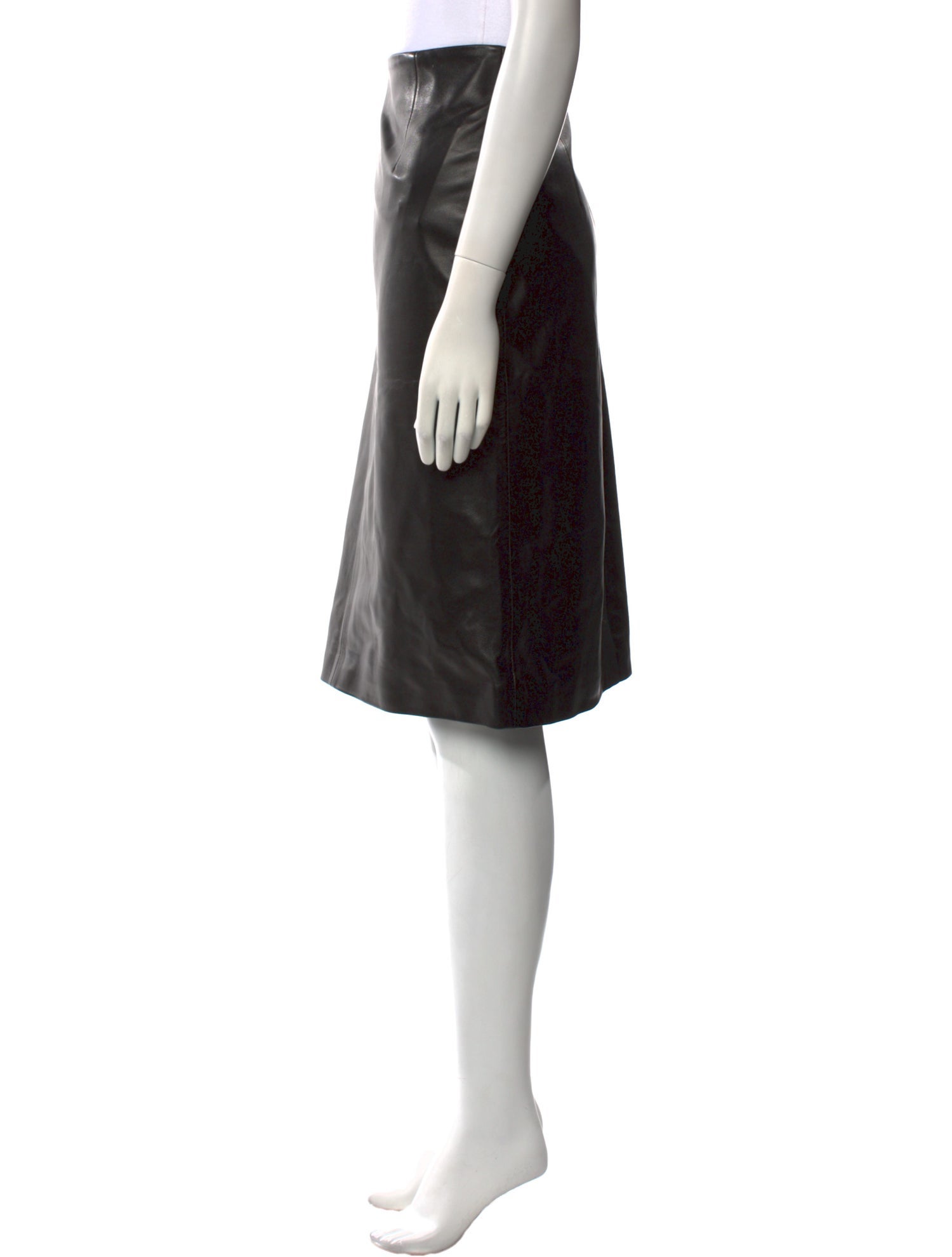 Nour Hammour Lambskin Knee-Length Skirt