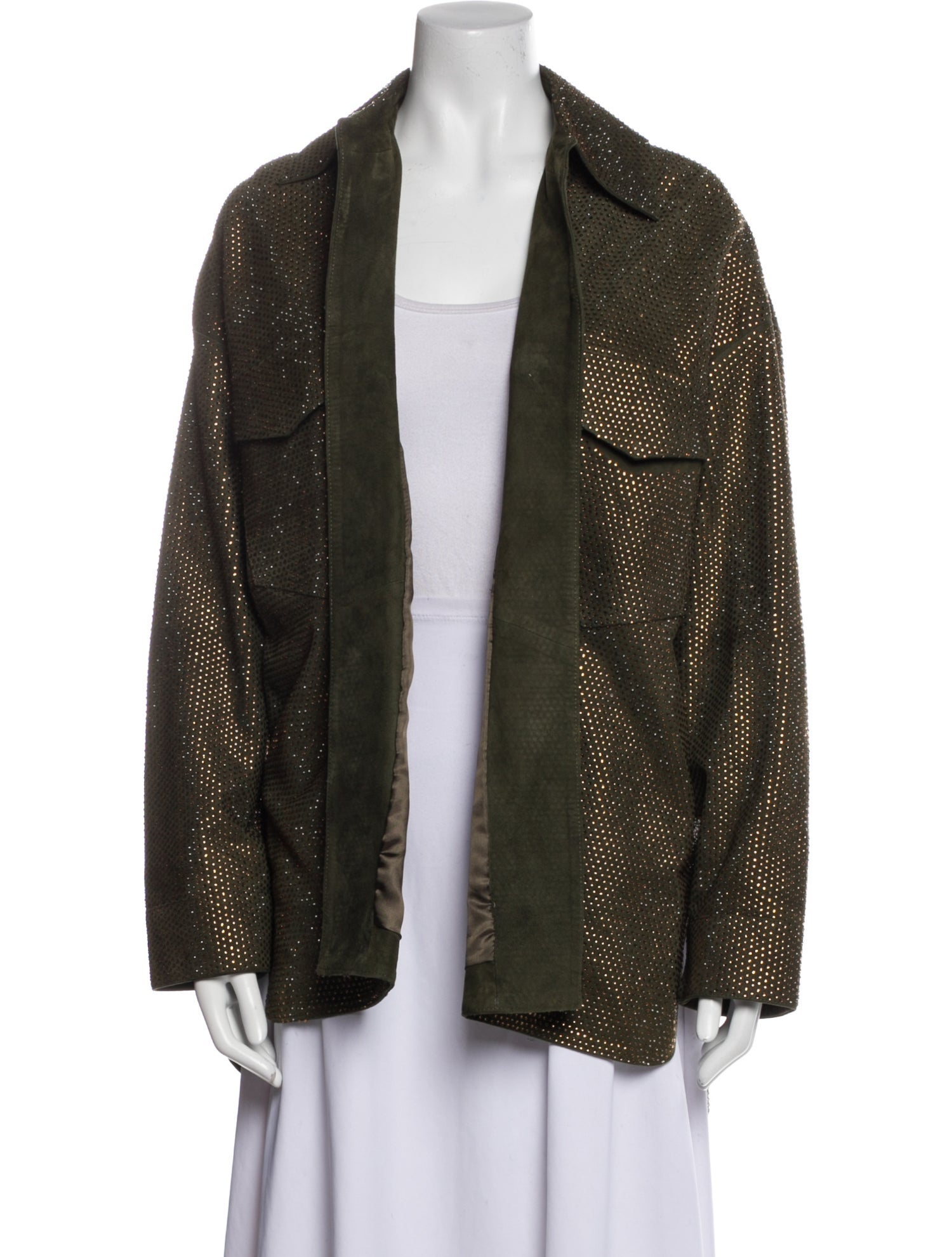 Nour Hammour Lambskin Polka Dot Print Jacket