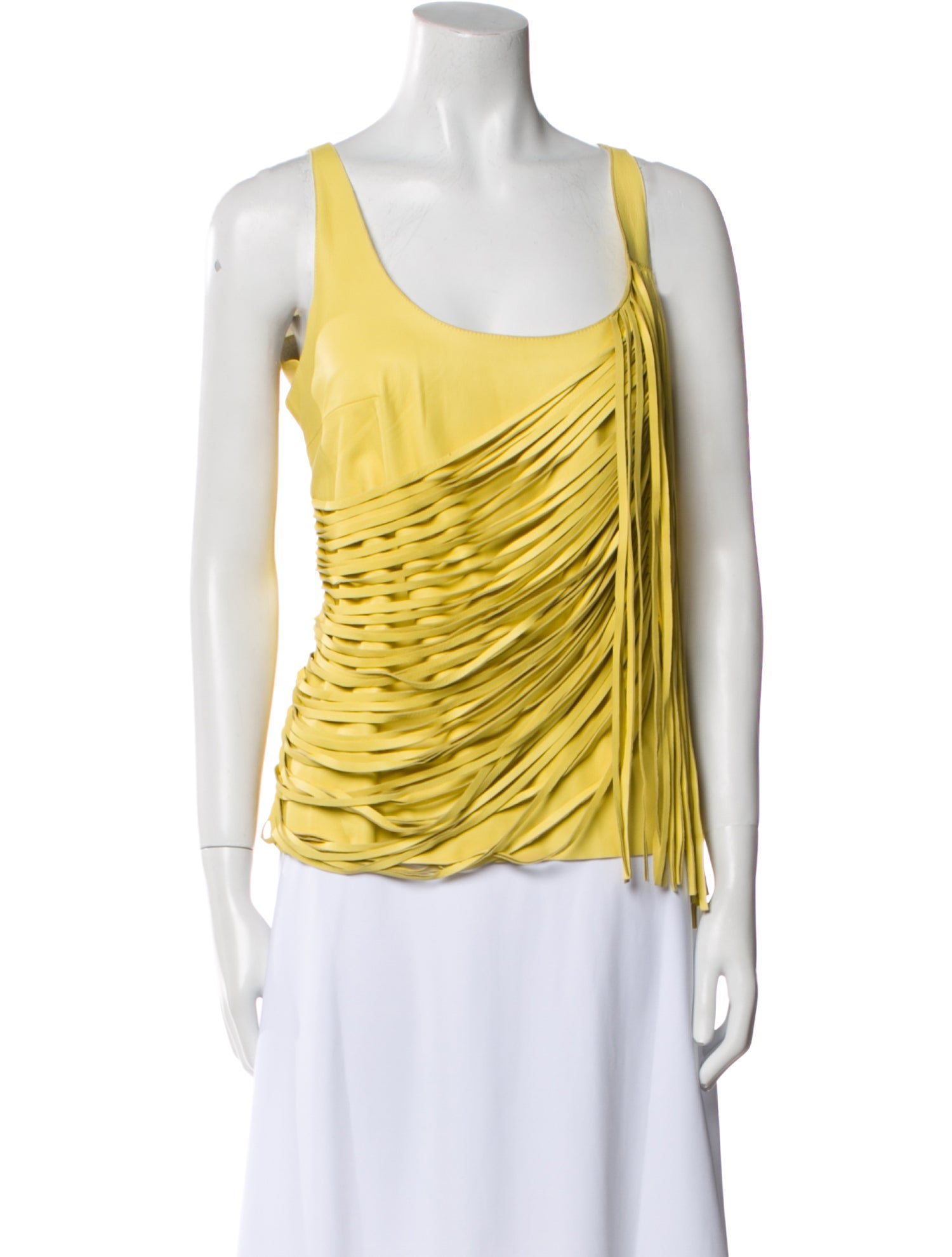 Nour Hammour Leather Scoop Neck Top