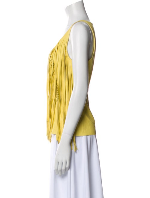 Nour Hammour Leather Scoop Neck Top