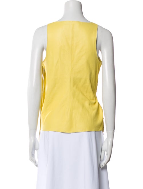 Nour Hammour Leather Scoop Neck Top