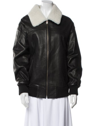 Nour Hammour Leather Bomber Jacket