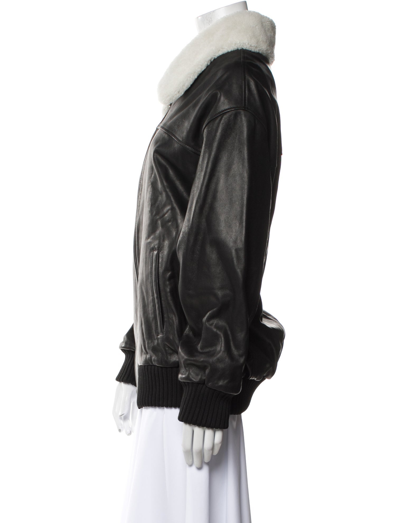 Nour Hammour Leather Bomber Jacket