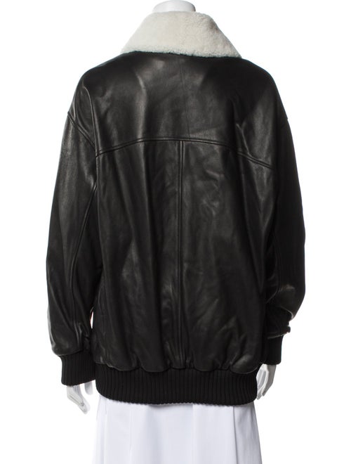 Nour Hammour Leather Bomber Jacket