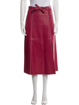 Nour Hammour Goat Leather Midi Length Skirt