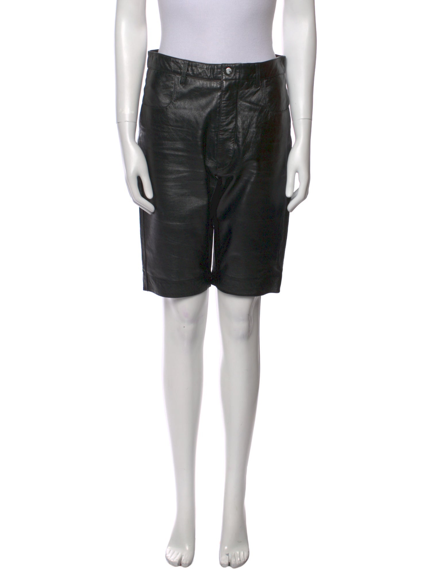 Nour Hammour Leather Knee-Length Shorts