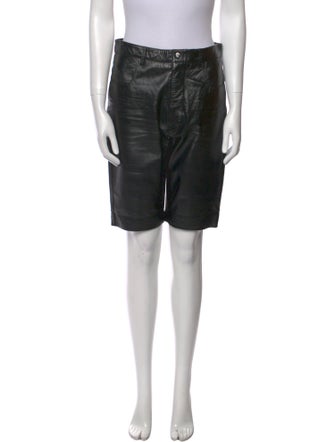 Nour Hammour Leather Knee-Length Shorts