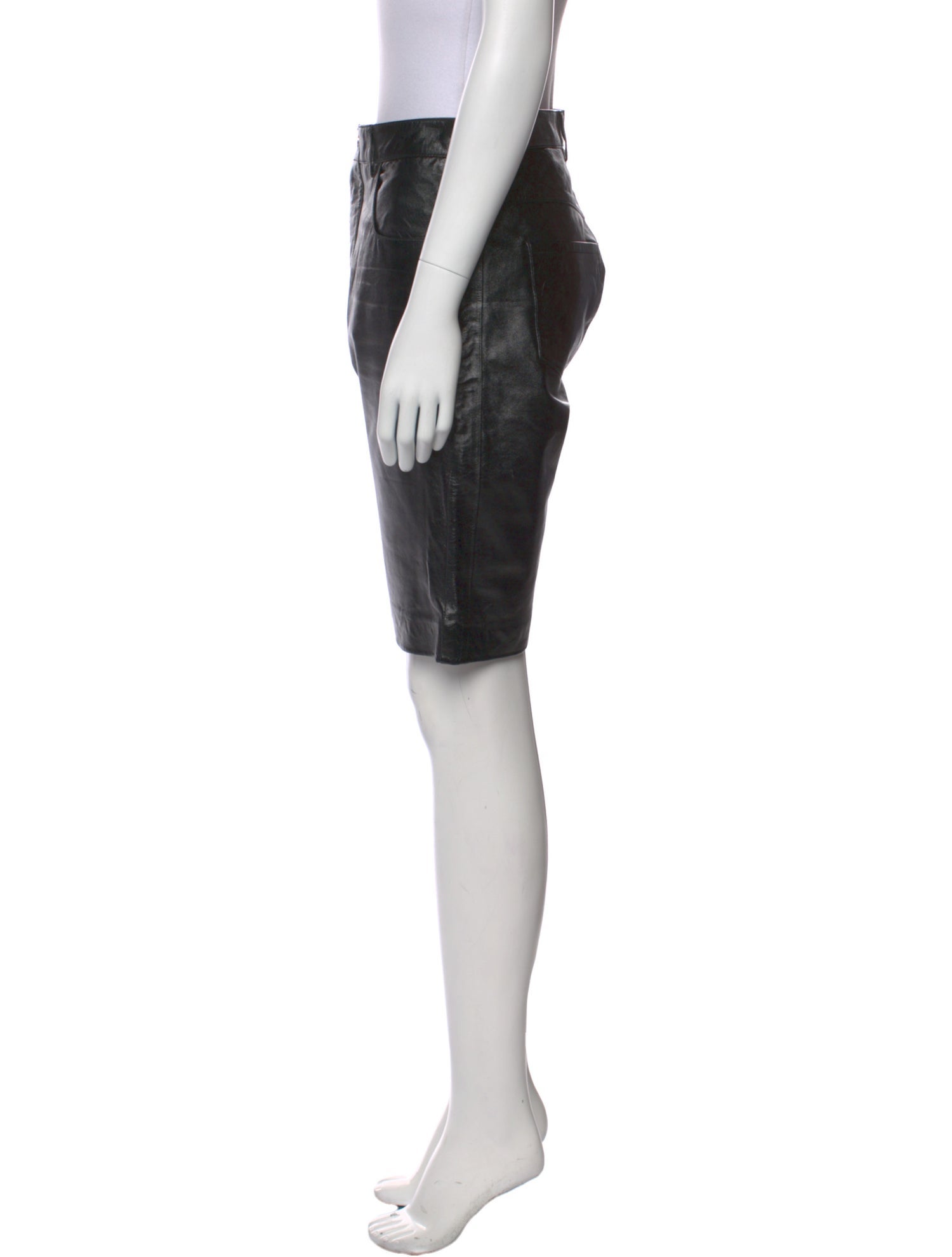 Nour Hammour Leather Knee-Length Shorts