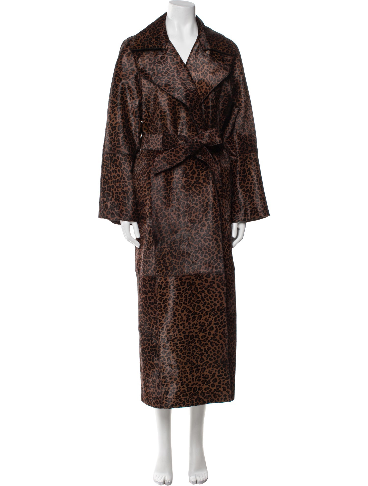 Nour Hammour Leather Animal Print Fur Coat w/ Tags
