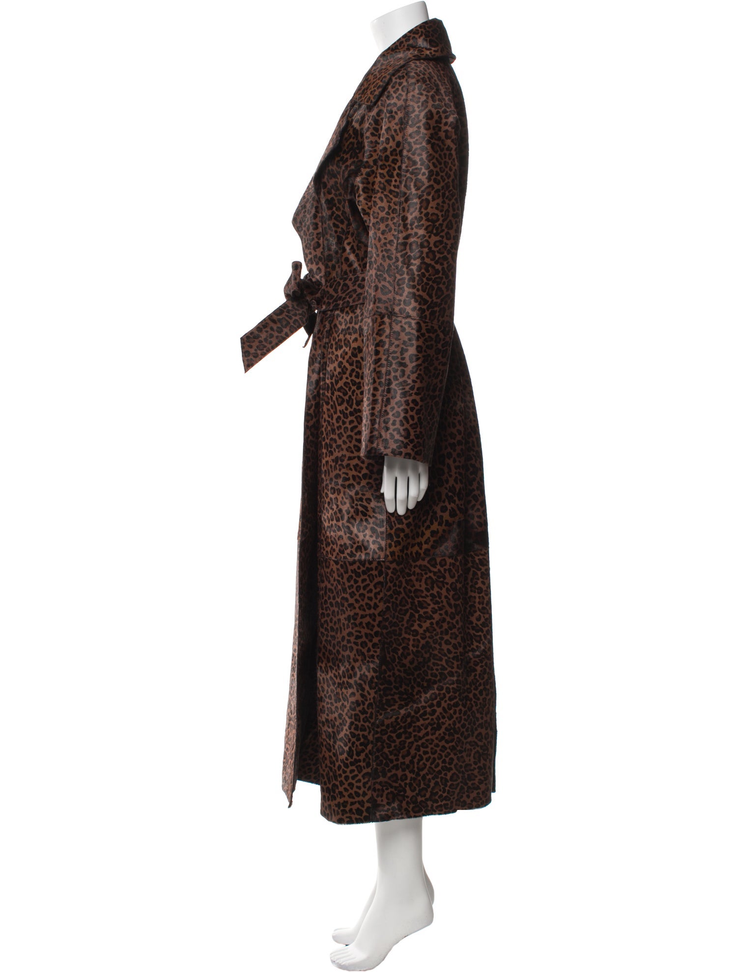 Nour Hammour Leather Animal Print Fur Coat w/ Tags