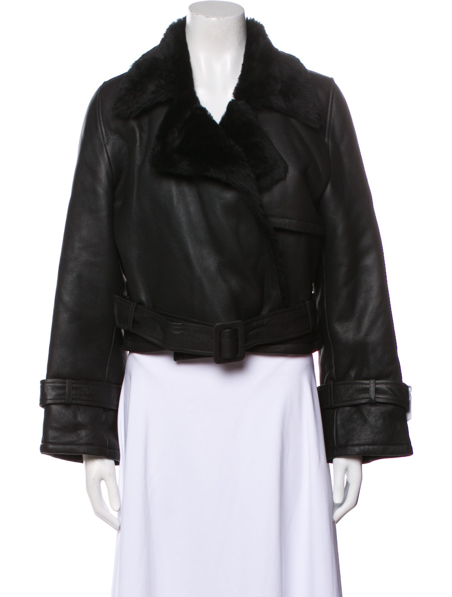 Nour Hammour Leather Fur Jacket