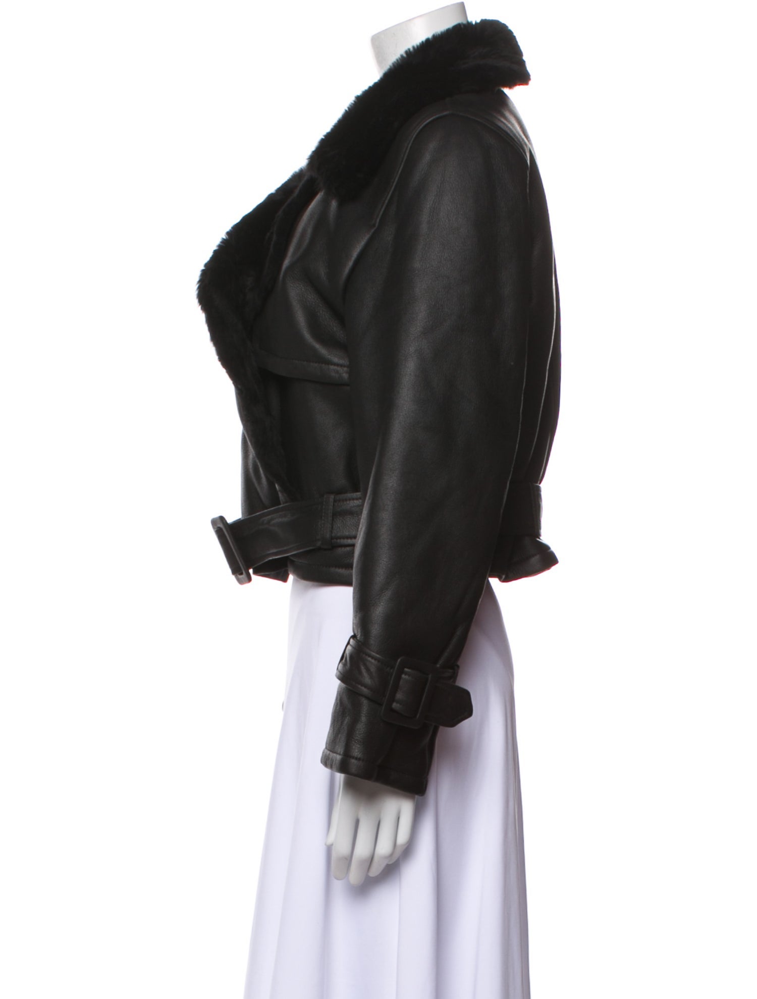 Nour Hammour Leather Fur Jacket