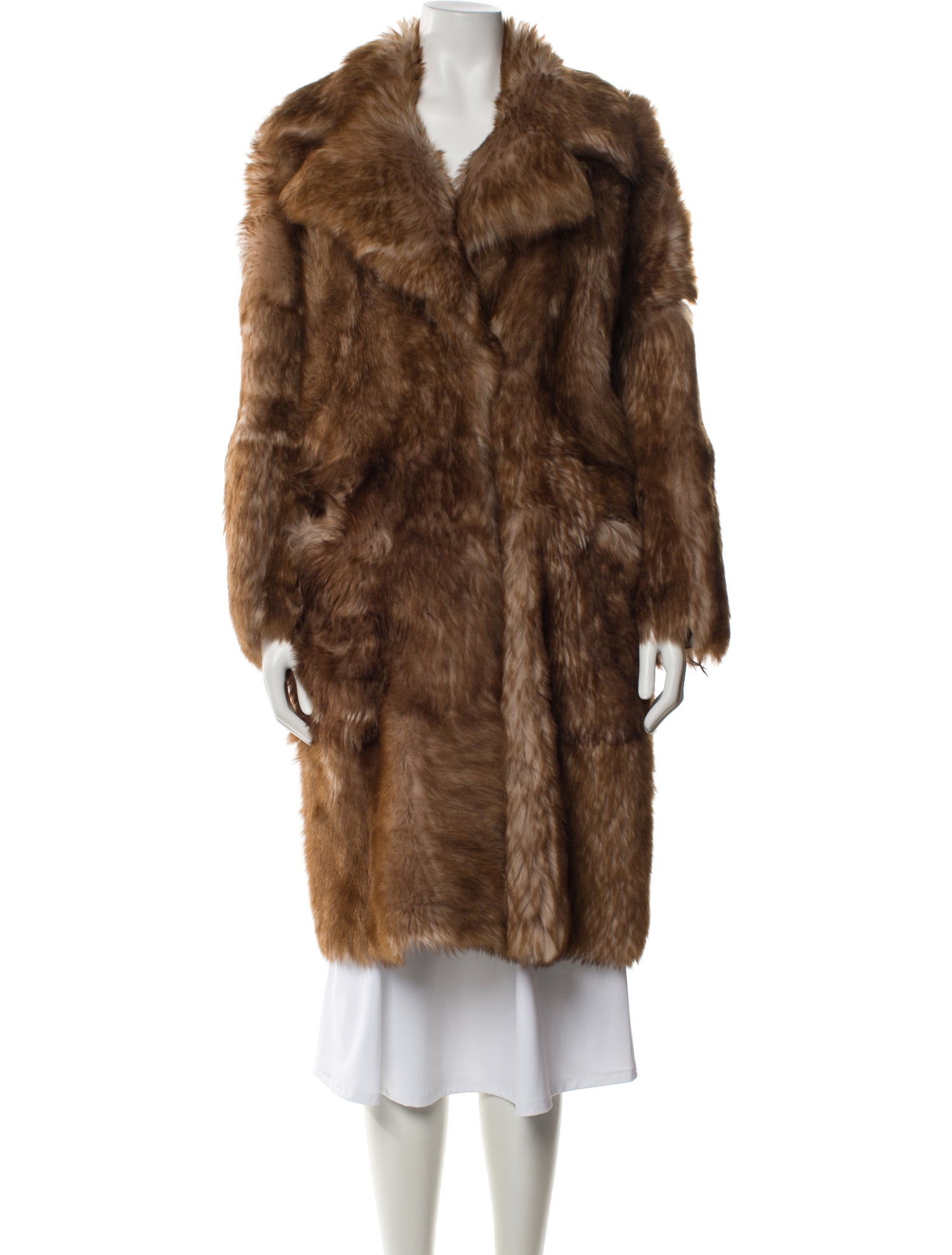 Nour Hammour Lambskin Faux Fur Coat