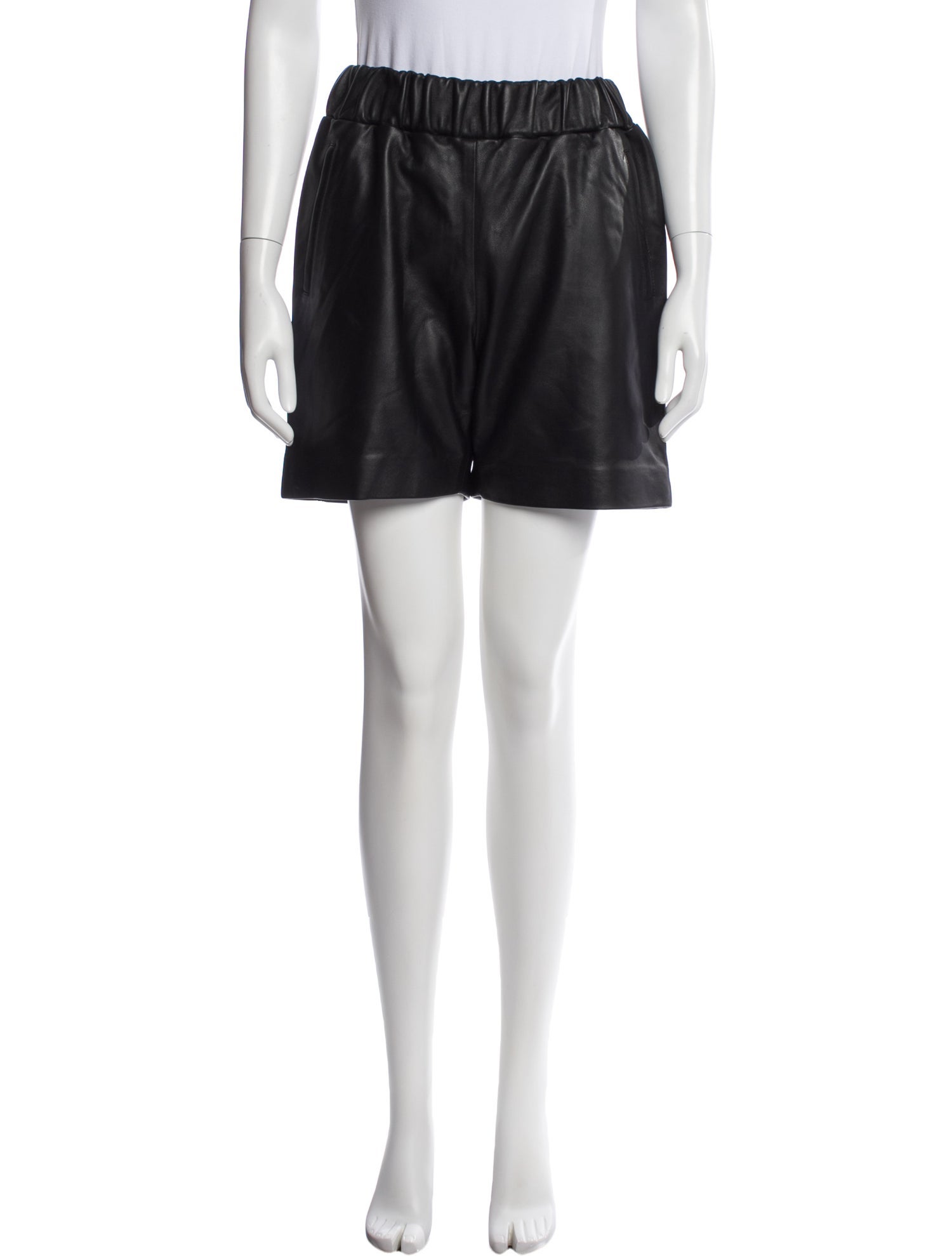 Nour Hammour Leather Mini Shorts