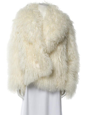 Pre-owned Nour Hammour Lambskin Faux Fur Jacket In Neutral