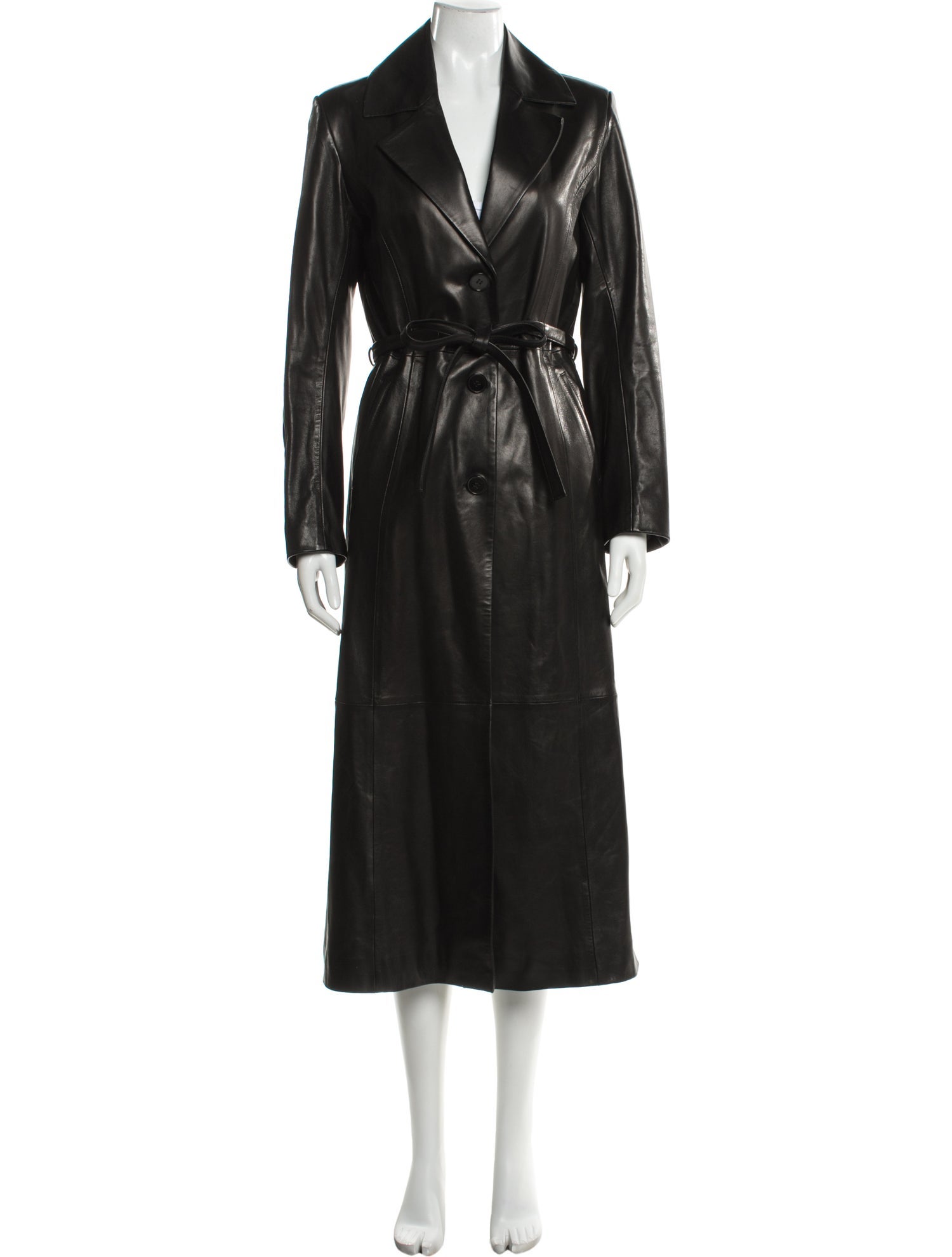Nour Hammour Leather Trench Coat