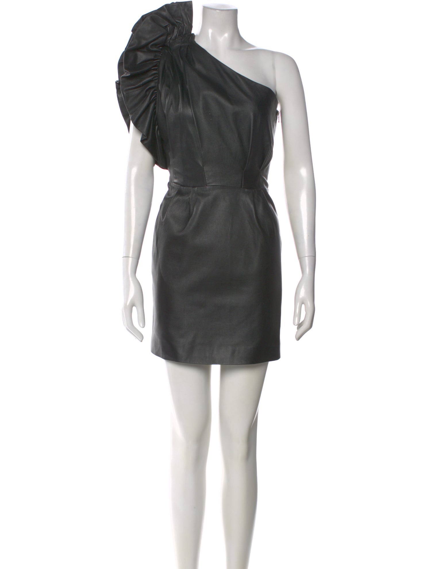 Nour Hammour Leather Knee-Length Dress