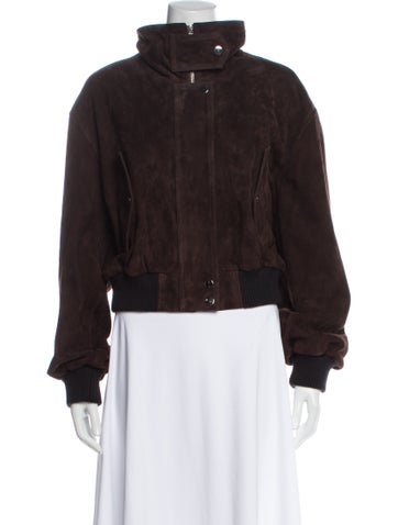 Pre-owned Nour Hammour Suede Bomber Jacket In Brown