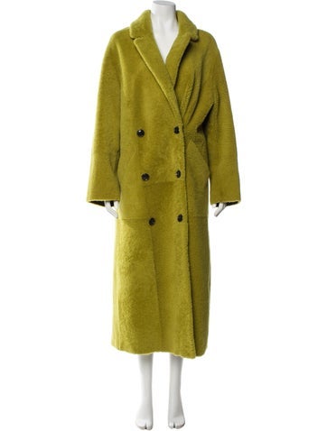 Pre-owned Nour Hammour Lamb Fur Fur Coat In Green