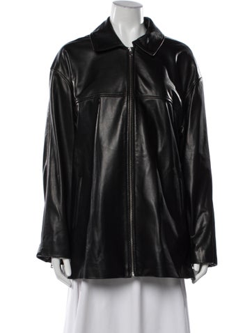 Pre-owned Nour Hammour Lambskin Biker Jacket In Black