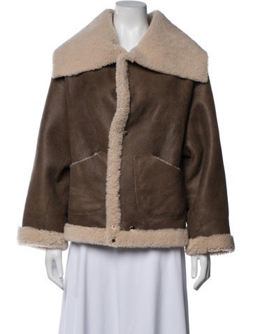 Pre-owned Nour Hammour Lamb Fur Biker Jacket In Brown