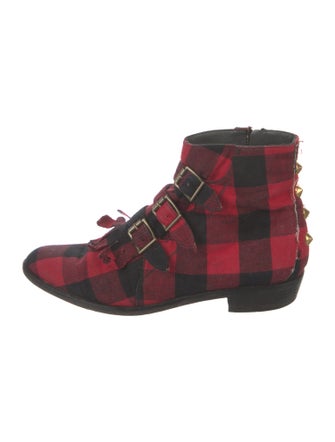 Modern Vice Plaid Print Lace-Up Boots