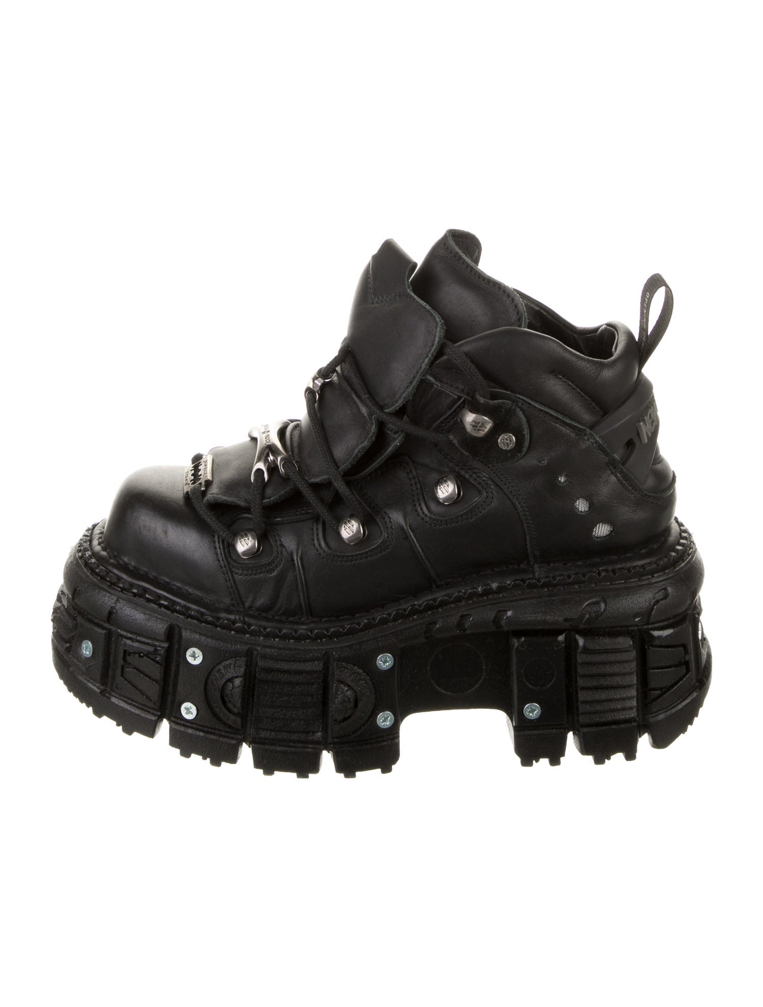 New Rock Leather Studded Accents Hiking Boots