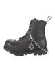 New Rock Leather Chain-Link Accents Combat Boots