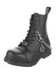 New Rock Leather Chain-Link Accents Combat Boots