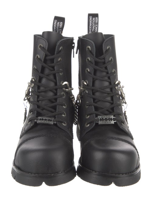 New Rock Leather Chain-Link Accents Combat Boots
