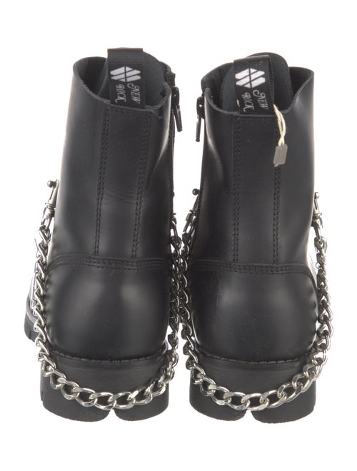 New Rock Leather Chain-Link Accents Combat Boots