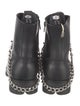 New Rock Leather Chain-Link Accents Combat Boots