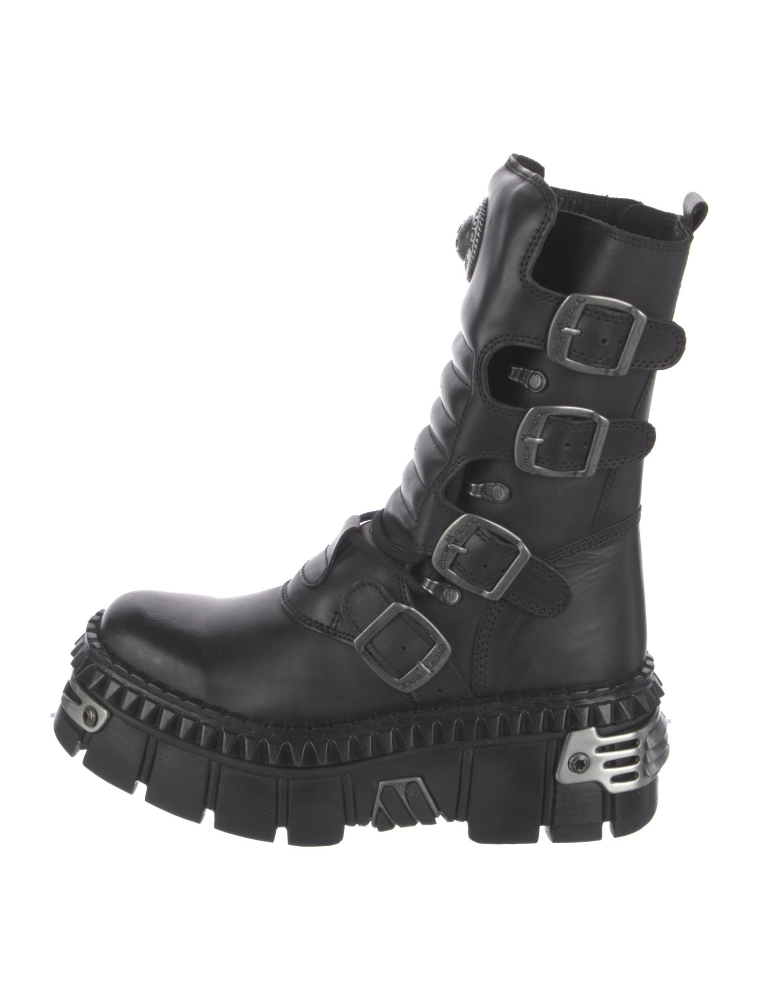 New Rock Leather Combat Boots