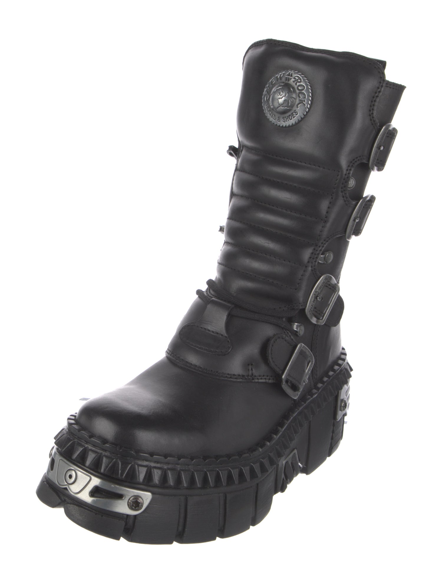 New Rock Leather Combat Boots