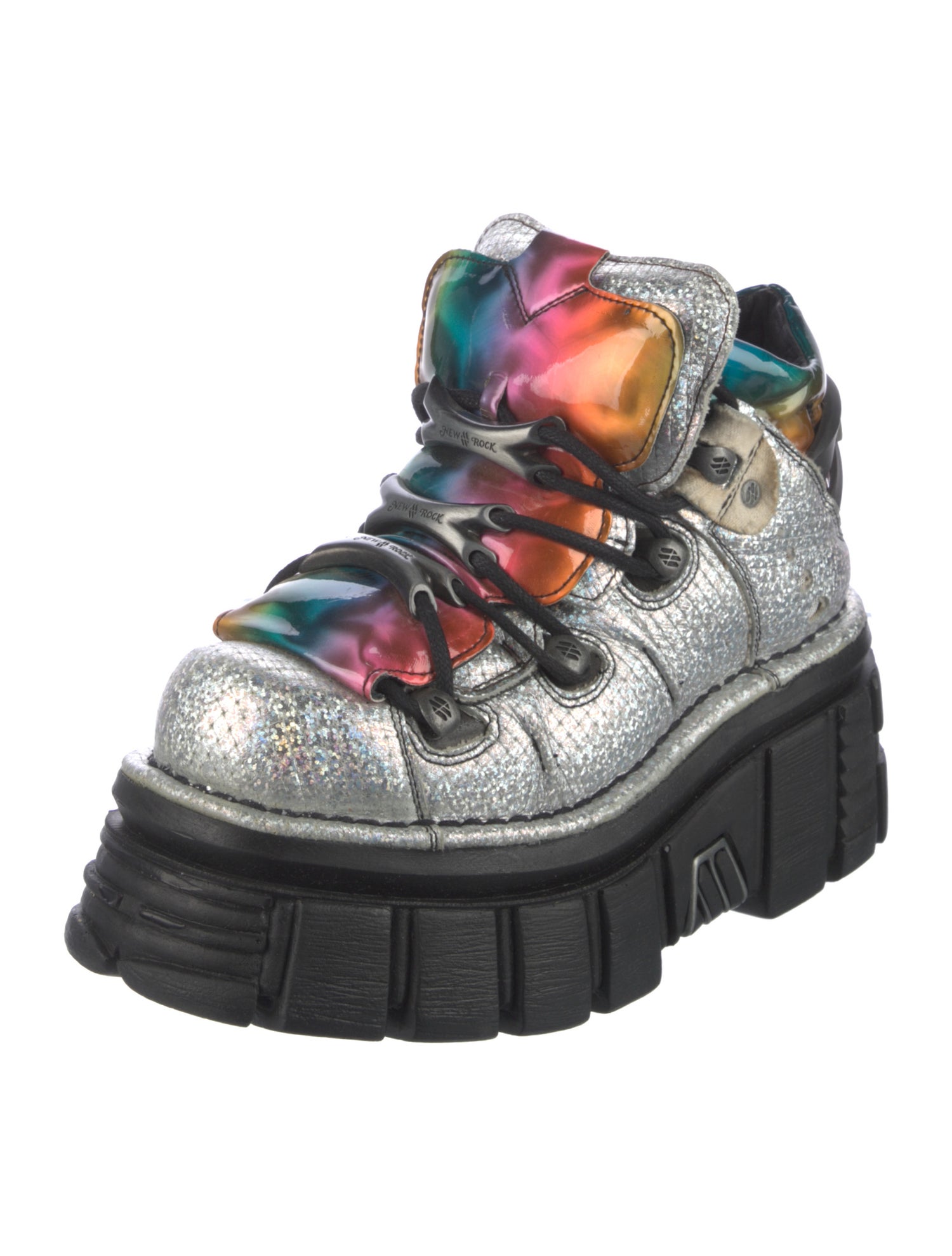 New Rock Leather Printed Wedge Sneakers