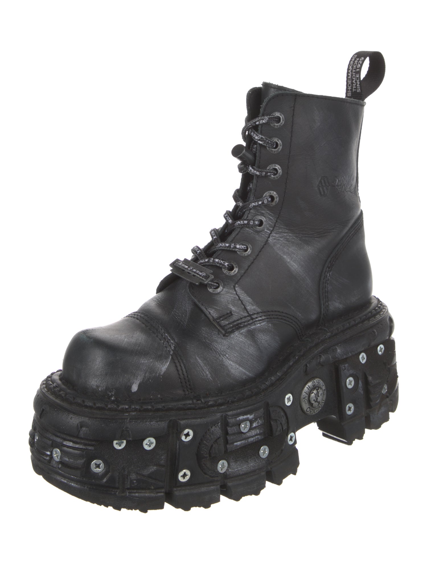 New Rock Leather Combat Boots