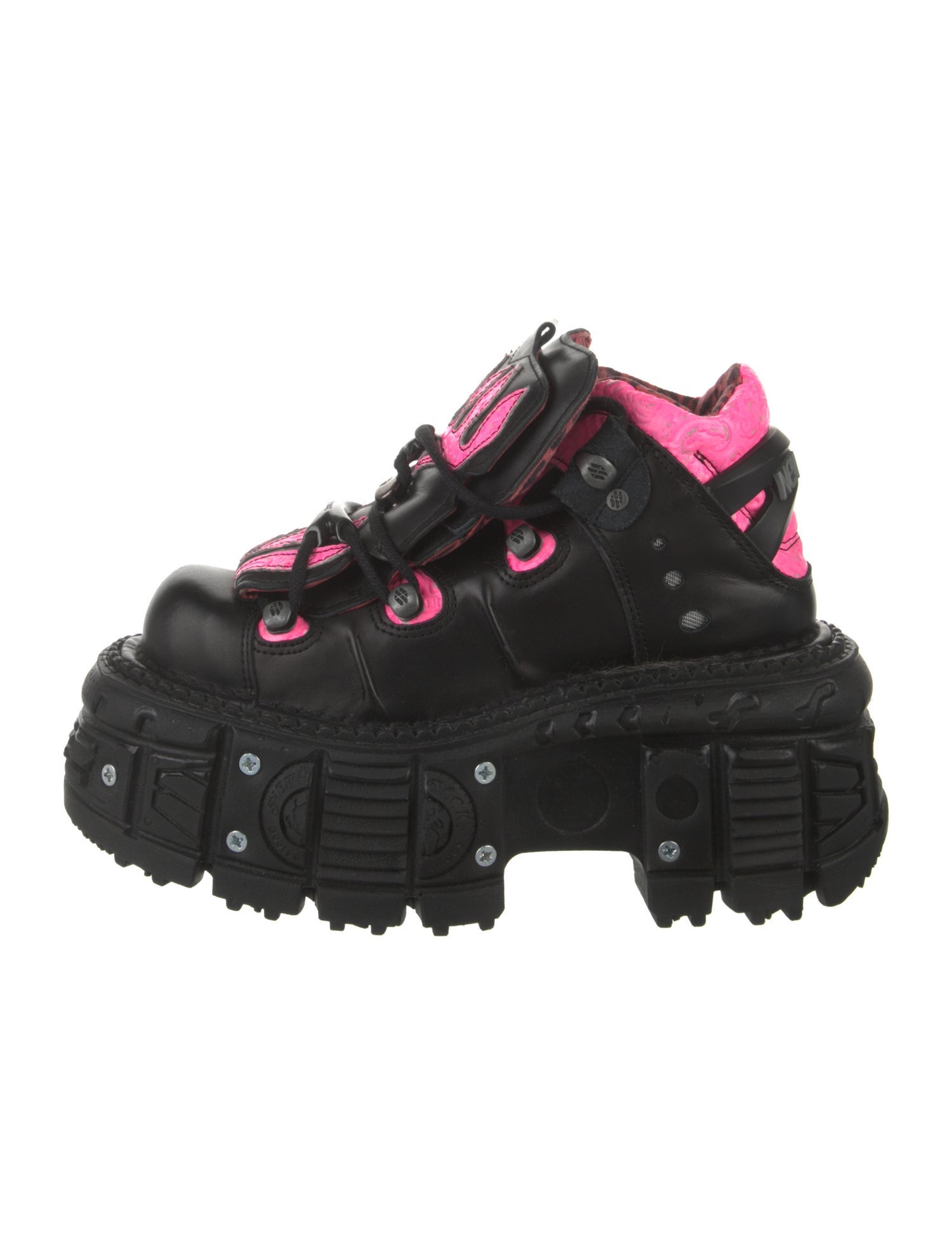 New Rock Leather Colorblock Pattern Wedge Sneakers