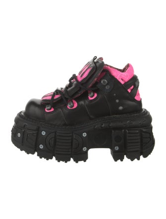 New Rock Leather Colorblock Pattern Wedge Sneakers