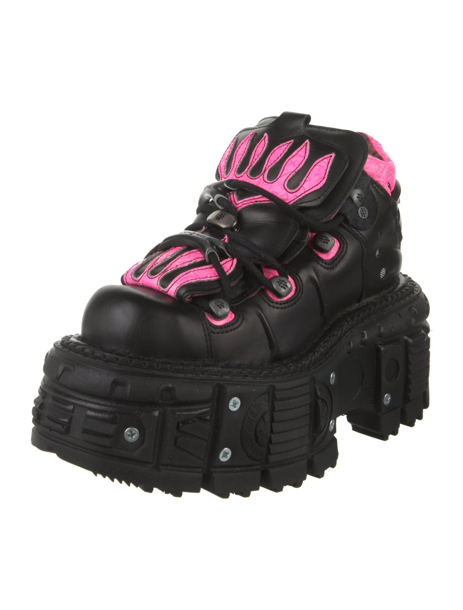 New Rock Leather Colorblock Pattern Wedge Sneakers