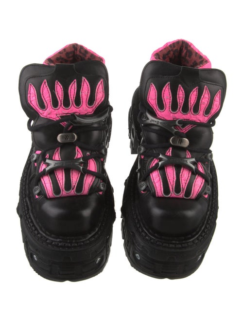 New Rock Leather Colorblock Pattern Wedge Sneakers